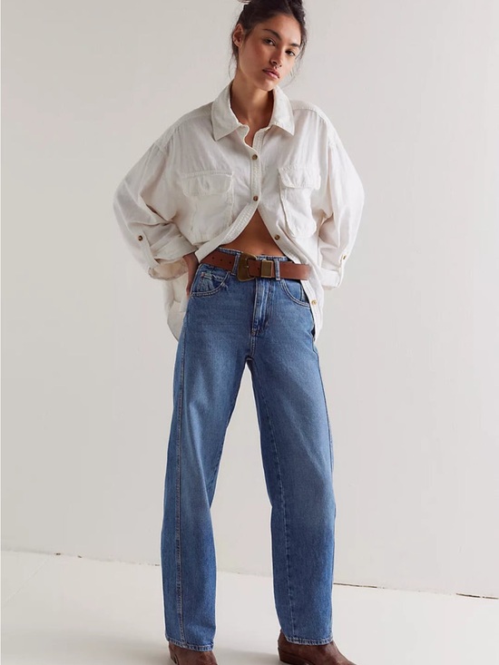 Free People Denim - Free People Aster Baggy Straight Jeans